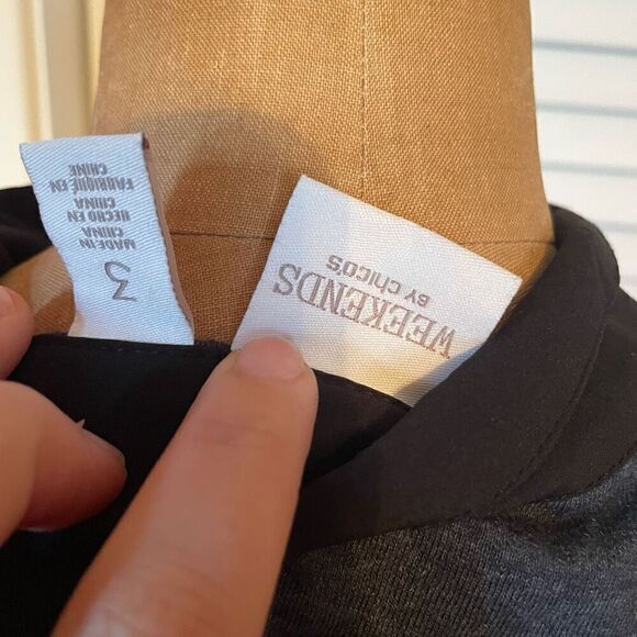 WEEKENDS BY CHICO’S | black & blue zippered athletic jacket size 3 or L - Picture 4 of 5